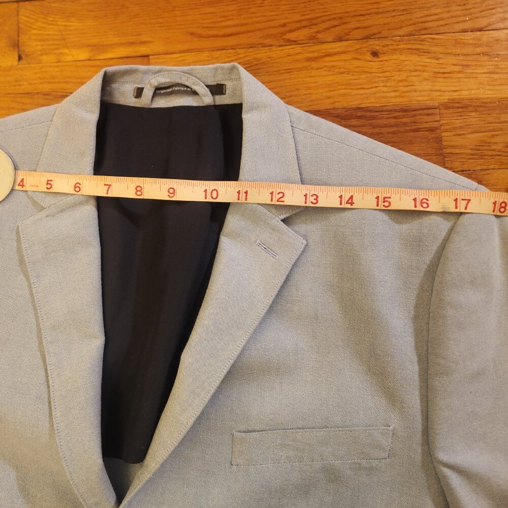 Light Blue Men's H&M 100% Cotton Blazer with Elbow Patches Size 44R Excellent - Picture 11 of 16